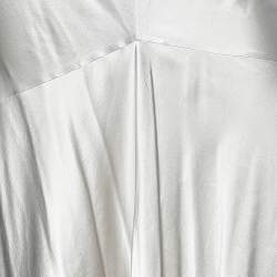 Pre Owned Roberto Cavalli Silver Silk Blend Flared Skirt XL