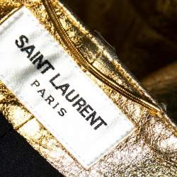 Saint Laurent Gold Laminated Leather Shorts S