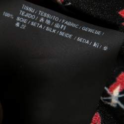 Saint Laurent Black Heart & Fire Printed Silk Neck Tie Detail Mini Dress L