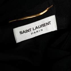 مملوكة مسبقًا Saint Laurent Black Crepe Neck Tie Detailed Long Sleeve Dress L