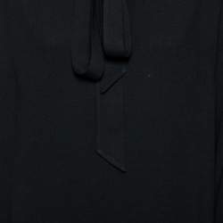 مملوكة مسبقًا Saint Laurent Black Crepe Neck Tie Detailed Long Sleeve Dress L