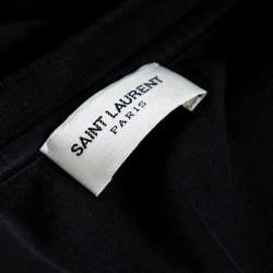 Pre Owned Saint Laurent Black Cotton Logo Printed Short Sleeve T-Shirt S