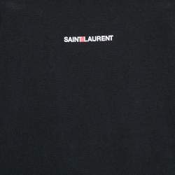 Pre Owned Saint Laurent Black Cotton Logo Printed Short Sleeve T-Shirt S