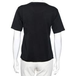 Pre Owned Saint Laurent Black Cotton Logo Printed Short Sleeve T-Shirt S