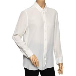 Pre Owned Saint Laurent Paris Off White Silk Button Front Shirt L