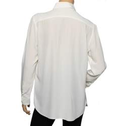 Pre Owned Saint Laurent Paris Off White Silk Button Front Shirt L