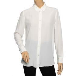 Pre Owned Saint Laurent Paris Off White Silk Button Front Shirt L