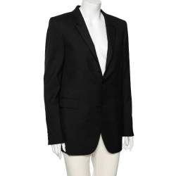 Pre Owned جاكيت بليزر سان لوران صوف أسود مقاس كبير - لارج