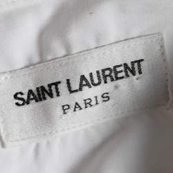 Pre Owned قميص سان لوران قطن أبيض بأكمام طويلة مقاس متوسط - ميديوم