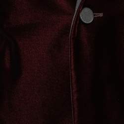 مملوكة مسبقًا Saint Laurent Burgundy Velvet & Satin Lapel Detailed Blazer L