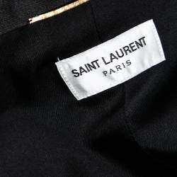 Pre Owned بليزر سان لوران ساتان وقطيفة أسود مزين طية مقاس كبير ( لارج )