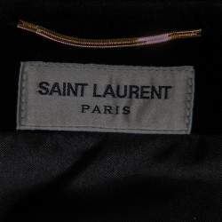 Saint Laurent Black Velvet Stud Embellished Asymmetric Mini Skirt L