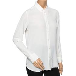 Pre Owned Saint Laurent White Silk Shirt M