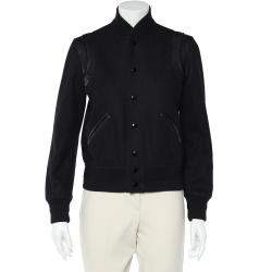 Saint Laurent Black Wool Varsity Jacket M