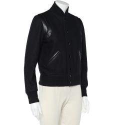 Saint Laurent Black Wool Varsity Jacket M