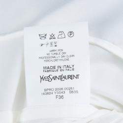 Pre Owned Saint Laurent Paris Off White Textured Placket Detail Long Sleeve Shirt S