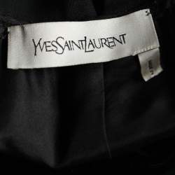 Pre Owned Yves Saint Laurent Black Velvet Bow Applique Midi Dress M