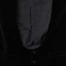 Pre Owned فيست سان لوران قطيفة أسود بحزام ظهر مقاس كبير - لارج