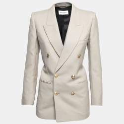 Saint Laurent Taupe Wool Double Breasted Blazer S