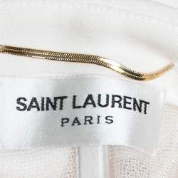 مملوكة مسبقًا فستان سان لوران ماكسي حرير كريب كريمي بدون حمالات طول غير متماثل مقاس صغير 