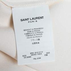 مملوكة مسبقًا فستان سان لوران ماكسي حرير كريب كريمي بدون حمالات طول غير متماثل مقاس صغير 