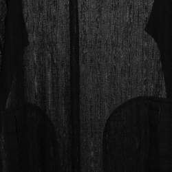 Pre Owned Saint Laurent Black Striped Wool Side Slit Maxi Dress XL