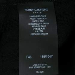 Pre Owned Saint Laurent Black Striped Wool Side Slit Maxi Dress XL