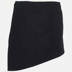 Saint Laurent Black Crepe Sable Asymmetric Mini Skirt S