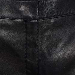 Pre Owned Saint Laurent Black Leather Shorts M