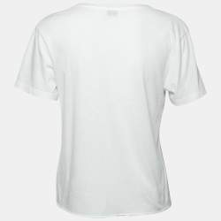 Saint Laurent White Printed Cotton Short Sleeve T-Shirt XS