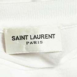 Saint Laurent White Printed Cotton Short Sleeve T-Shirt XS