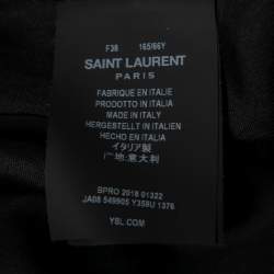 Pre Owned Saint Laurent Black Star Print Silk Ruffled Skirt M