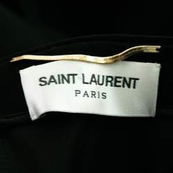 Pre Owned Saint Laurent Black Wool Sequin Embellished Ruffled Buster Mini Dress S 