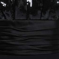 Pre Owned Saint Laurent Black Wool Sequin Embellished Ruffled Buster Mini Dress S 