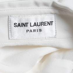 Pre Owned Saint Laurent Pearl White Crepe de Chine Silk Shirt L
