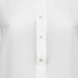Pre Owned Saint Laurent Pearl White Crepe de Chine Silk Shirt L