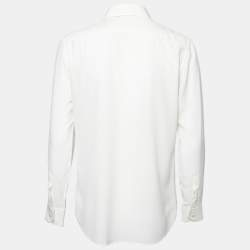 Pre Owned Saint Laurent Off-White Crepe de Chine Silk Shirt M