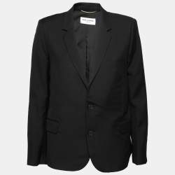 Saint Laurent Black Wool Button Front Blazer XL