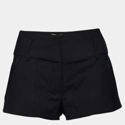 Saint Laurent Black Wool Ribbon Trim Shorts S