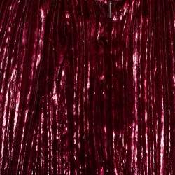 Saint Laurent   Burgundy Lurex Velvet Pleated Mini Dress M