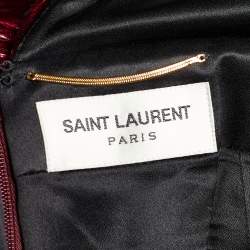 Saint Laurent   Burgundy Lurex Velvet Pleated Mini Dress M