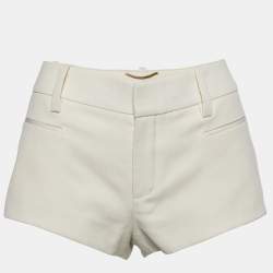 Saint Laurent Ivory Wool Mini Shorts M