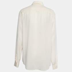 Pre Owned Saint Laurent Cream Silk Chiffon Button Front Shirt XL