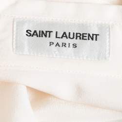 Pre Owned Saint Laurent Cream Silk Chiffon Button Front Shirt XL