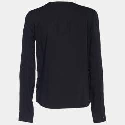 Saint Laurent Paris Black Tassel Embellished Long Sleeve Top S