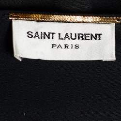 Saint Laurent Paris Black Tassel Embellished Long Sleeve Top S