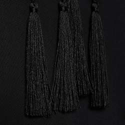 Saint Laurent Paris Black Tassel Embellished Long Sleeve Top S