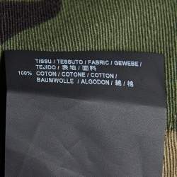 Pre Owned Saint Laurent Military Green Camo Printed Cotton Applique Detail Belted Jacket M