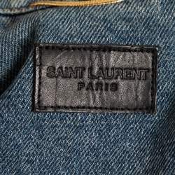 Saint Laurent Paris Blue Destroyed Effect Denim Jacket M
