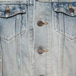 Saint Laurent Paris Blue Destroyed Effect Denim Jacket M